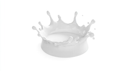 a pristine portrayal of a dairy cascade, liquid refreshment frozen mid-motion, captured with crisp focus and luminous white backdrop for artistic appeal