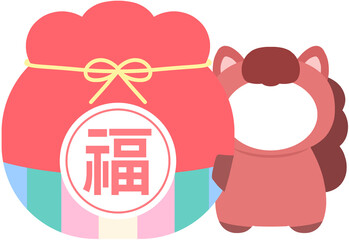 2026 새해 설날 명절 붉은 말 붉은 말의 해 병오년 복주머니를 안고 있는 붉은 말 일러스트