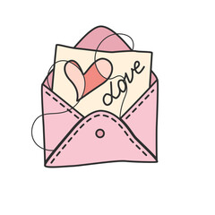 Love Letter Envelope with Heart Line Art