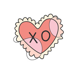 XO Heart Cookie Abstract Line Art Illustration