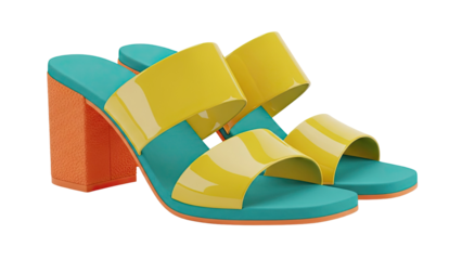 Brightly Colored Block Heel Slides