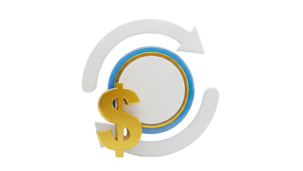 Dollar Symbol with Circular Arrows and Blank Circle