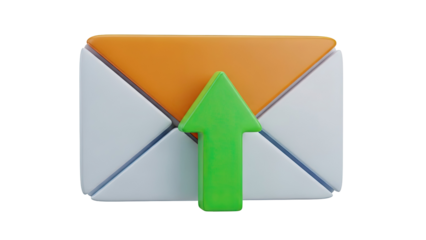 3D Envelope Icon with Upward Arrow
