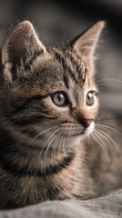 Fototapeta premium baby kitten portrait with minimal contrast, copy-friendly layout