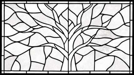 Obraz premium Stylized depiction of a deciduous tree rendered in a monochromatic abstract mosaic pattern