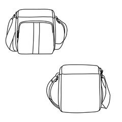 Detailed Line Art Illustration of Two Shoulder Bags.