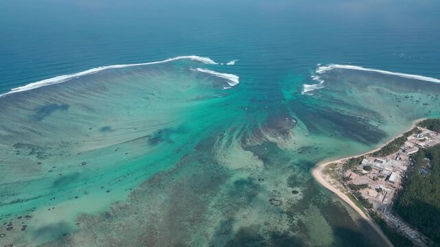 Underwater waterfall seen from Le Mourne mountain in Mauritius
