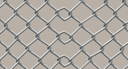 Fototapeta premium A detailed, close-up view of a silver chain-link fence pattern against a plain background.