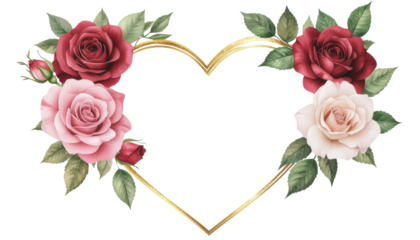 Heart shaped frame with flowers, Valentine theme card