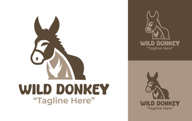 Obraz premium Wild Donkey Logo Modern Minimalist Wildlife Identity