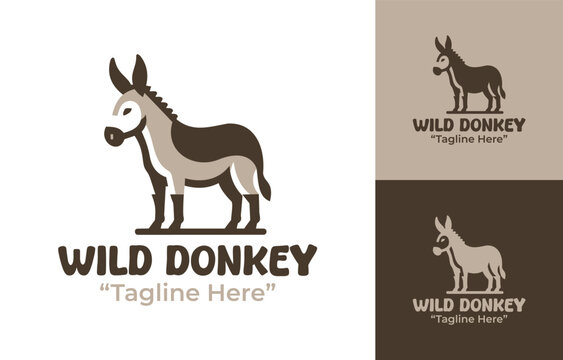 Wild Donkey Logo Modern Minimalist Animal Emblem
