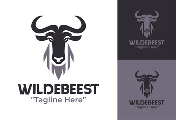 Wildebeest Logo Modern Minimalist Animal Symbol © radjarz