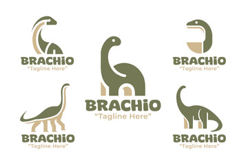 5 Brachiosaurus Logo Set Modern Minimalist Jurassic Design Collection © radjarz