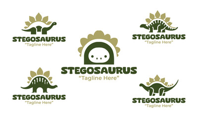 5 Stegosaurus Logo Set Modern Minimalist Jurassic Design Collection © radjarz