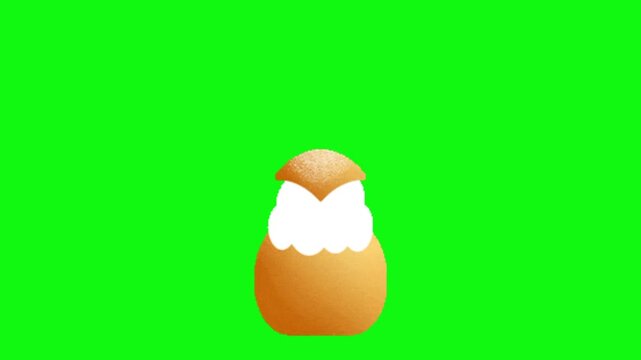 Biscuit with cream on green background