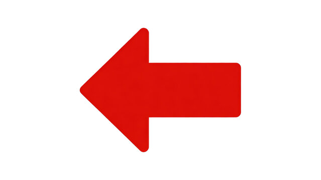 Red left arrow symbol illustration, simple flat design, vector icon. Used for navigation, direction, and guidance in interfaces, signage, or graphic design.