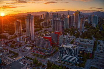 Aerial View of Surrey, British Columbia during Summer