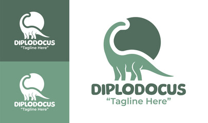 Fototapeta premium Diplodocus Logo Modern Minimalist Animal Emblem