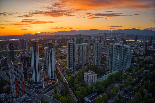 Aerial View of Surrey, British Columbia during Summer