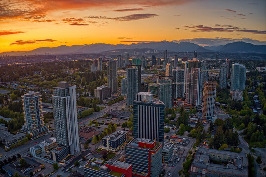 Aerial View of Surrey, British Columbia during Summer