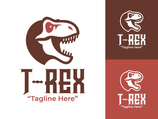 Tyrannosaurus Rex Logo Modern Minimalist Dinosaur Identity © radjarz