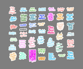 vector set of stickers with tags and texts about food. Vector illustration
