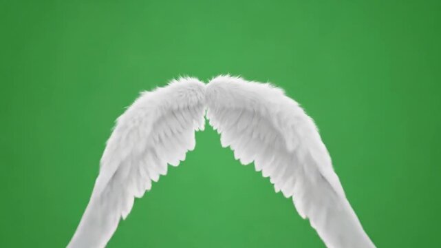 3D Angel Wings Flapping with Copy Space on Green Screen