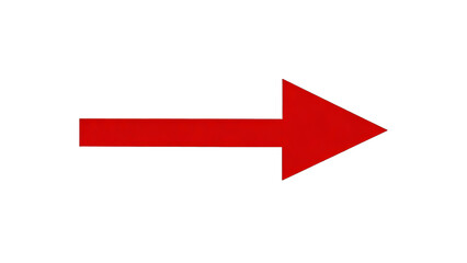 A red right-pointing arrow symbol. Simple flat design, isolated on white background. Used for direction, navigation, or indicator purposes.