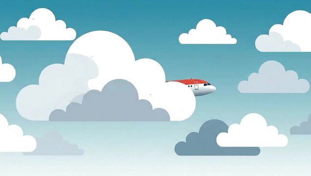Airplane Flying Through Clouds - A Vector Animation.
