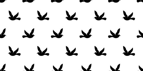 black white bird migration seamless pattern