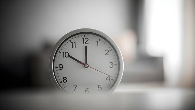 A simple white analog clock displaying the time - Powered by Adobe