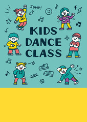 Fototapeta premium 子供 ダンス クラス 手描き 背景イラスト チラシ用