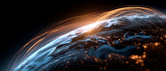 networks and financial data connections around the world, representing a modern cashless economy, secure transactions, and global financial technology.