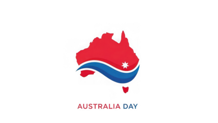 Australia Day celebration graphic with map and flag design
