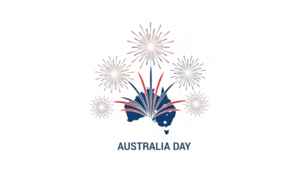 Australia Day celebration with fireworks and map