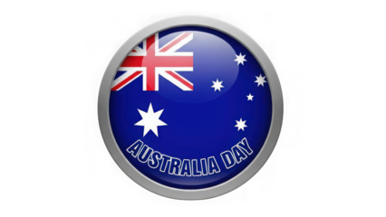 Australia Day flag badge with silver border