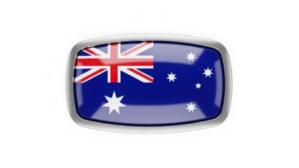 Australian flag badge isolated on white background