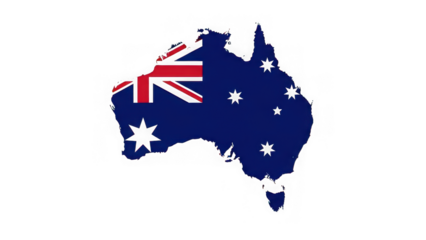 Australian flag map of Australia continent country