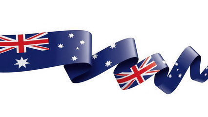Australian flag ribbon curls isolated on white background