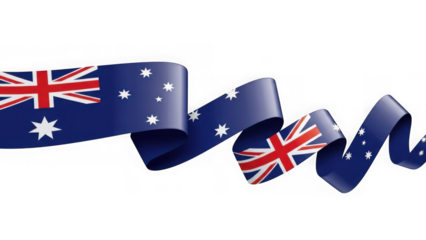 Australian flag ribbon curls isolated on white background
