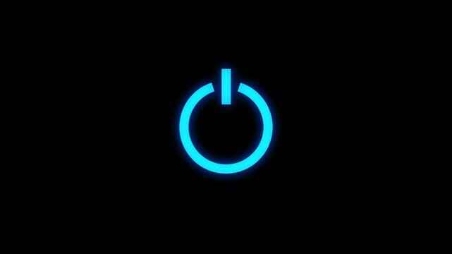 Abstract power button animation. Startup power button icon.  Power button turning on and on and off animation. Power switch symbol.