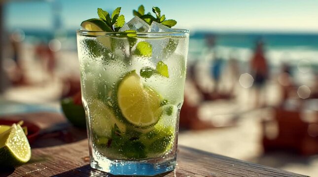 Caipirinha Cocktail Close Up Shot Refreshing Summer Drink