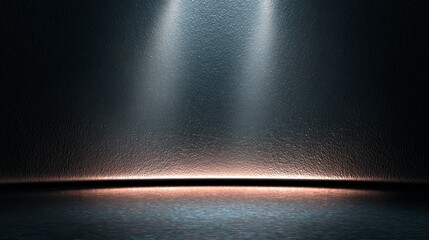 Fototapeta premium Dramatic Lighting on Textured Dark Background with Soft Glow and Invisible Stage for Creative Projects and Presentations in Artistic Environments