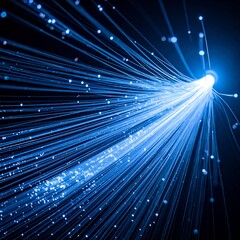 Fiber Optic Cables Transmitting Data with Light Technology Concept.