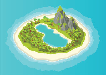 Isometric natural tropical island
