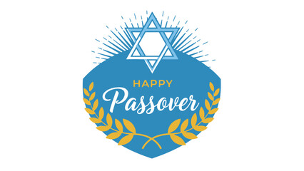 Obraz premium Happy Passover Star of David with Laurel Wreath and Sunburst Graphic Design