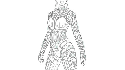 Fototapeta premium Futuristic Female Robot Illustration Detailed Design.