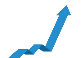 Blue Business Arrow Suddenly Going Up After Sideways Volatility Representing Profit Spike and Economic Boom