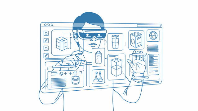 Man Wearing Virtual Reality Headset Interacting 2.