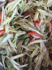 fresh vegetable salad, papaya